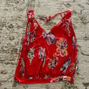 Free People sheer red patterned top